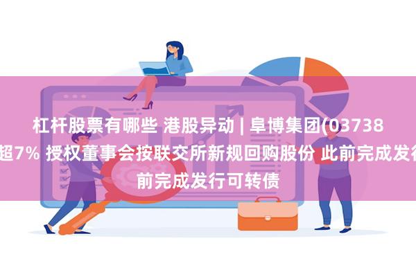 杠杆股票有哪些 港股异动 | 阜博集团(03738)尾盘涨超7% 授权董事会按联交所新规回购股份 此前完成发行可转债